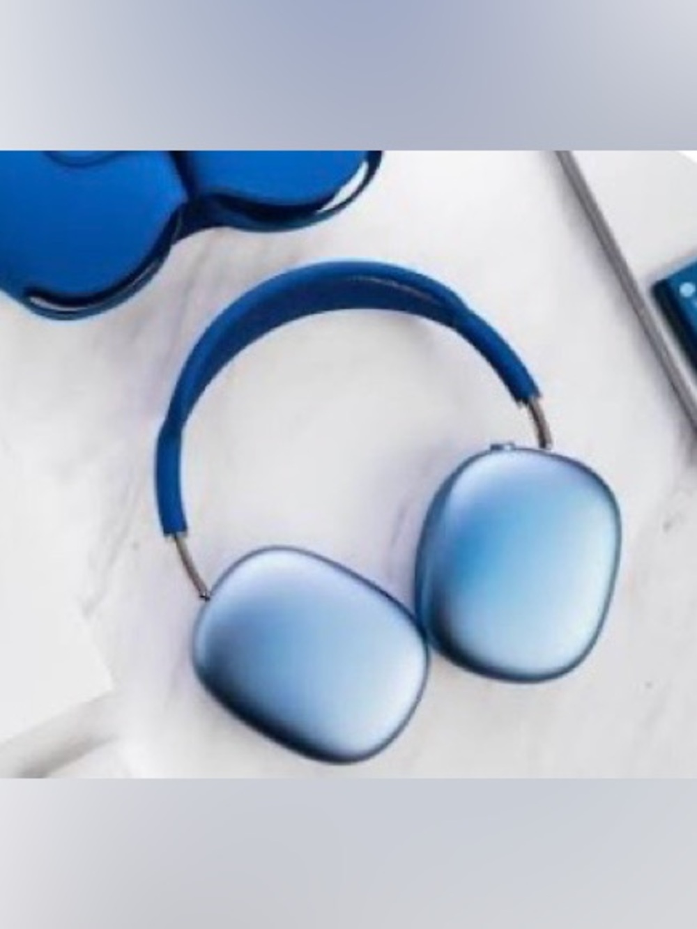 Sleek Metallic Blue Wireless Over-Ear Headphones